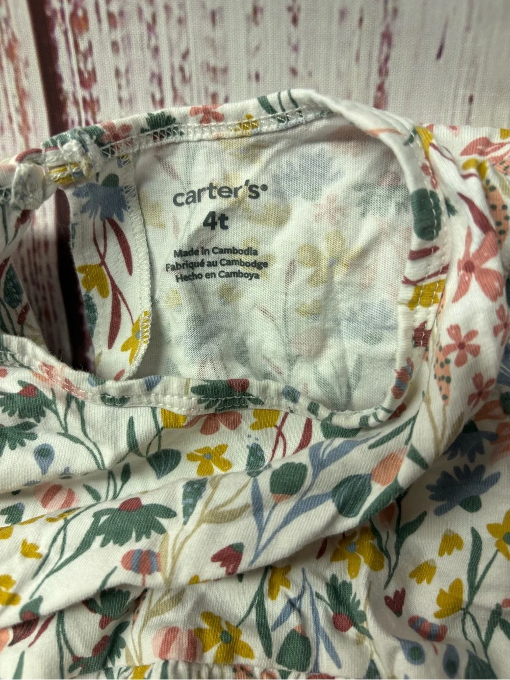 Carter's White Floral Short-Sleeve Baby Dress with Multi-Color Bloom